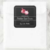 Zelfgemaakte ingelegde rode ui vierkant label zwar (Tas)