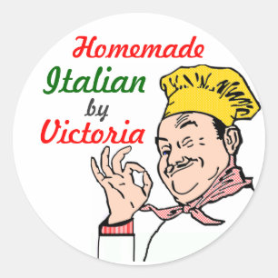 Zelfgemaakte Italiaanse chef-kok-personaliseer het Ronde Sticker