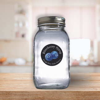Zelfgemaakte jam business bosbessensiroop etiket