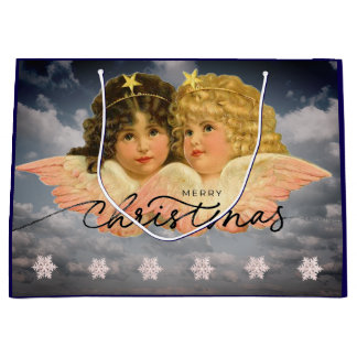 ZELFGEMAAKTE KADO TAS VOOR KERST TWIN ANGELS VINTA GROOT CADEAUZAKJE
