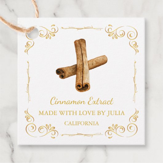  Zelfgemaakte Kaneel Extract Square Hang Label (Voorkant)