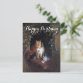 Zelfgemaakte kat met katjes gefeliciteerd met je v briefkaart (Staand voorkant)