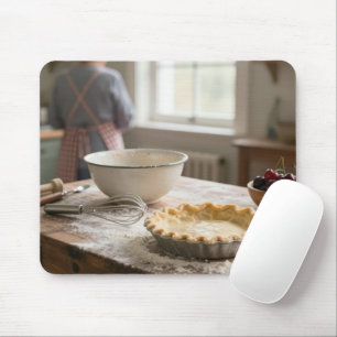 Zelfgemaakte Kersen Taart In Eén Retro Keuken Muismat