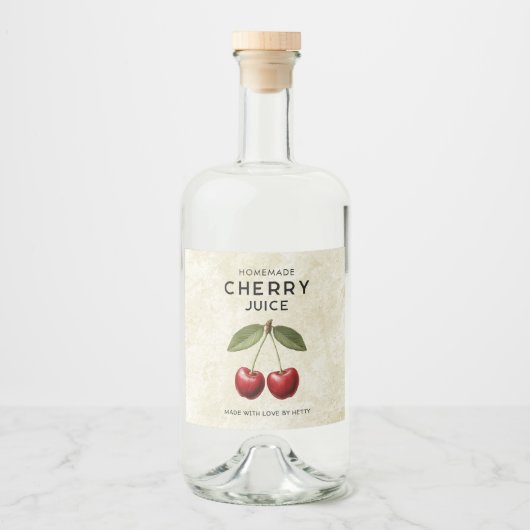 Zelfgemaakte kersensap labels stijl likeurfles etiket (Voorkant)