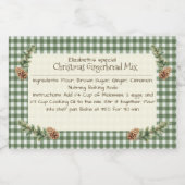 Zelfgemaakte Kerst Bakken Mix Gingham Pine Kegels Voedselcontainer Etiket (Enkel label)