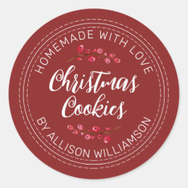 Zelfgemaakte Kerst Cranberry Cookies Rood Ronde Sticker