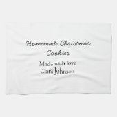 Zelfgemaakte kerstkoekjes gemaakt met liefde voeg theedoek (Horizontaal)