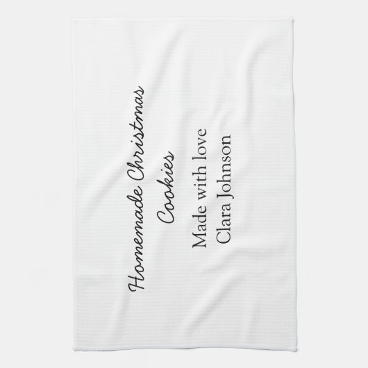 Zelfgemaakte kerstkoekjes gemaakt met liefde voeg theedoek (Verticaal)