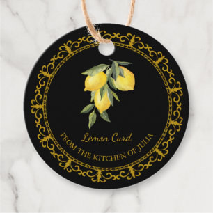 Zelfgemaakte Lemon Curd Hang Label l Zwart