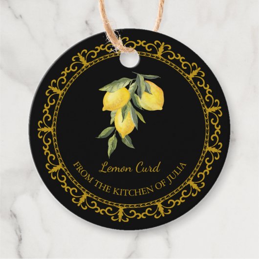 Zelfgemaakte Lemon Curd Hang Label l Zwart (Voorkant)