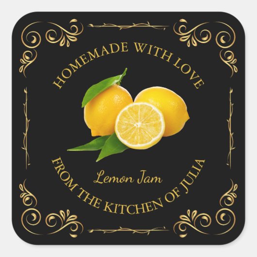  zelfgemaakte Lemon Jam Square Label (Voorkant)
