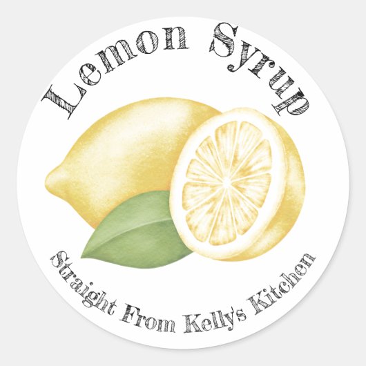 Zelfgemaakte Lemon-Siroop Voedsel Label voor Inbli (Voorkant)