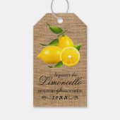 Zelfgemaakte Limoncello Burlap Look Bottle Hang La Cadeaulabel (Voorkant)
