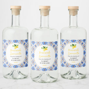 Zelfgemaakte Limoncello Drink Likeurfles Etiket