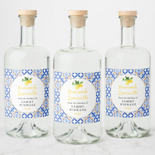 Zelfgemaakte Limoncello Drink Likeurfles Etiket