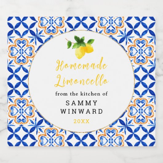 Zelfgemaakte Limoncello Drink Likeurfles Etiket (Enkel label)