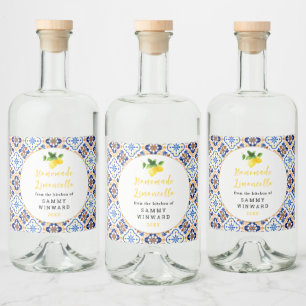 Zelfgemaakte Limoncello Drink Likeurfles Etiket