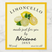Zelfgemaakte Limoncello Wijnfles Label Wijn Etiket (Enkel label)