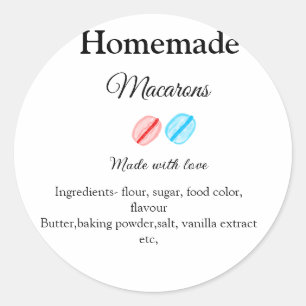 Zelfgemaakte macarons toevoegen ingrediënten gemaa ronde sticker