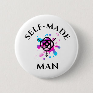 Zelfgemaakte man knop - transpride ronde button 5,7 cm