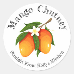 Zelfgemaakte Mango Chutney Voedsetlabel voor Thuis Ronde Sticker