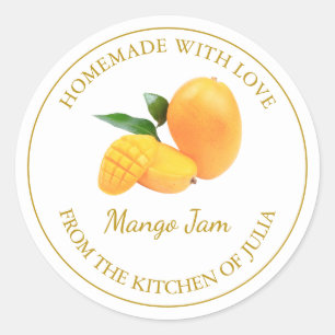 Zelfgemaakte Mango Jam Label   Wit