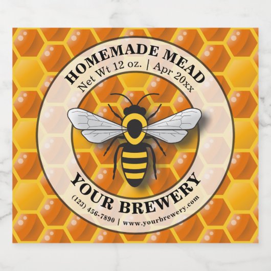 Zelfgemaakte Mead Sjabloon Bier Etiket (Enkel label)