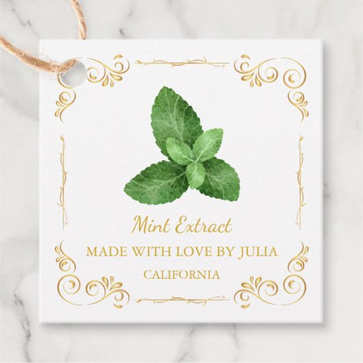 Zelfgemaakte Mint Extract Square Hang Label (Voorkant)