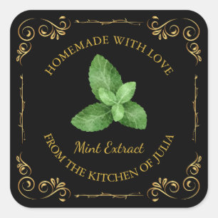 Zelfgemaakte Mint Extract Vierkant Label