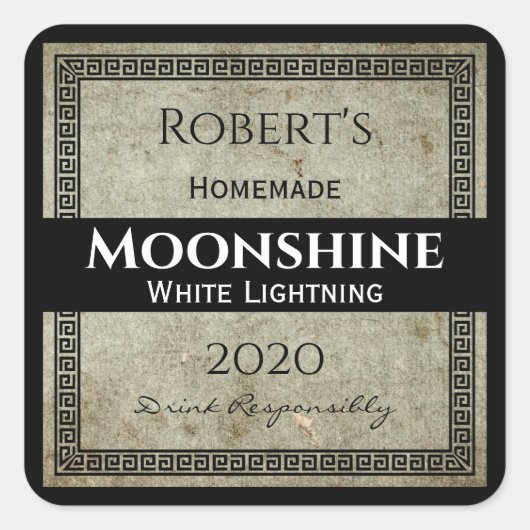 Zelfgemaakte Moonshine gepersonaliseerd Vierkante Sticker (Voorkant)