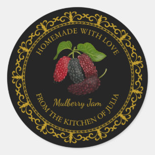 Zelfgemaakte Mulberry Jam Label l Zwart