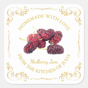 zelfgemaakte Mulberry Jam Square Label