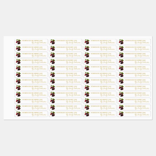 Zelfgemaakte Mulberry Jam Thin Seal Label (Vel)