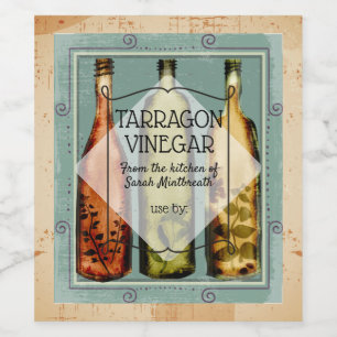 Zelfgemaakte olijfolie azijn home conserven label wijn etiket