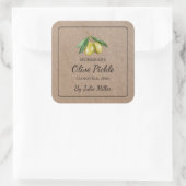 Zelfgemaakte Olive Pickle Square Kraft Label (Tas)