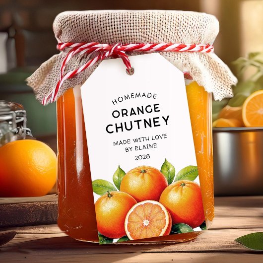Zelfgemaakte oranje chutney pantry label cadeaulabel