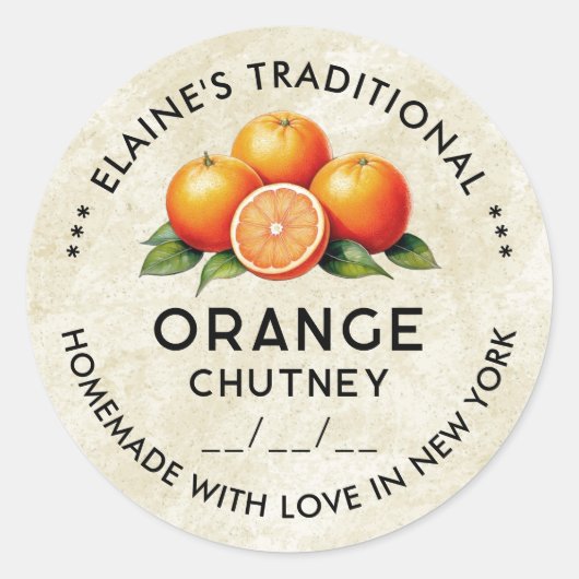 Zelfgemaakte Oranje chutney stijl label (Voorkant)