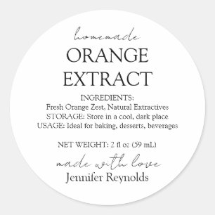 Zelfgemaakte Oranje Extract Bottle Instructies Ronde Sticker