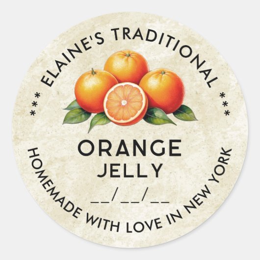 Zelfgemaakte Oranje gelei stijl label (Voorkant)