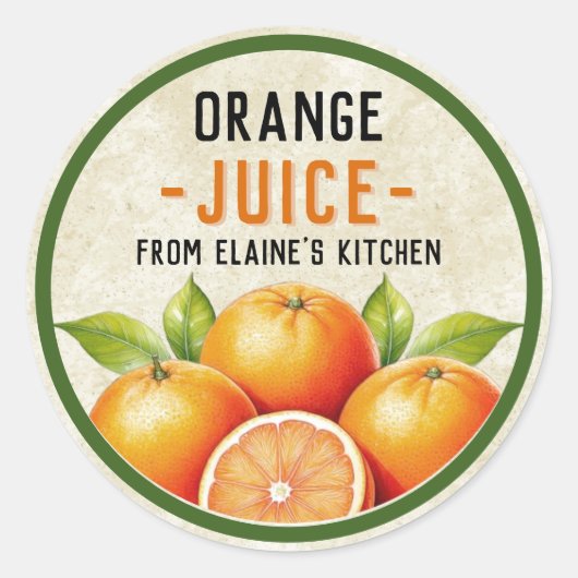 Zelfgemaakte oranje juice sticker -  stijl (Voorkant)
