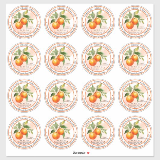Zelfgemaakte Oranje marmelade inblikken 3 in 16 | Sticker (Vel)