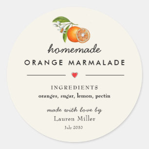 Zelfgemaakte oranje marmelade moderne pot ronde sticker
