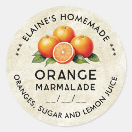 Zelfgemaakte oranje marmelade vintage stijl label