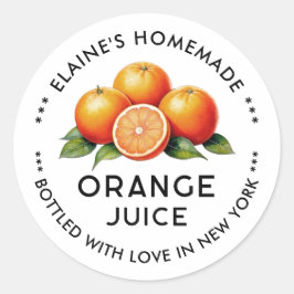 Zelfgemaakte Oranje sapconservenlabel Ronde Sticker