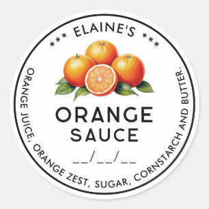 Zelfgemaakte oranje saus ingrediënten inblikken la ronde sticker