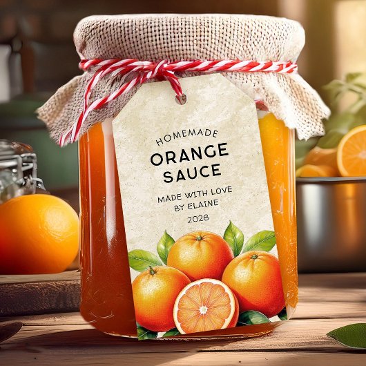  zelfgemaakte oranje saus pantry label cadeaulabel