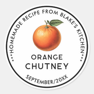 Zelfgemaakte oranjechutney inmaaklabel ronde sticker