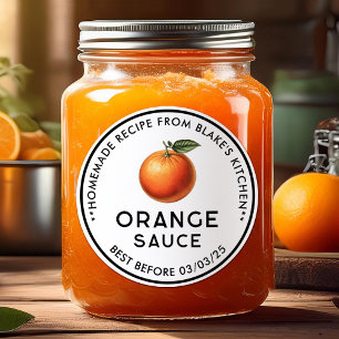 Zelfgemaakte oranjesaus inmaak etikette ronde sticker