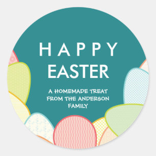 Zelfgemaakte paastraktaties   Pasteleieren Ronde Sticker