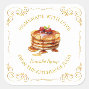 zelfgemaakte pannenkoekensiroop vierkant label
